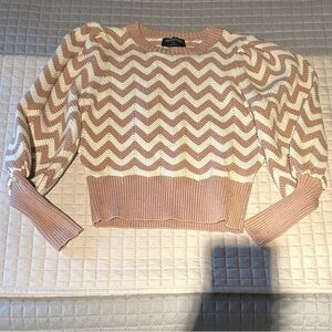 Chevron Patterned Pink and Cream Sweater